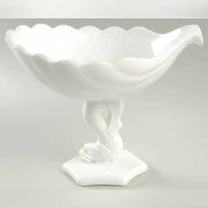 Vintage Milk Glass Shell Fish Dish